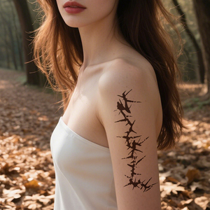 Tatouages temporaires imperméables longue durée motif étoile épine noire, autocollants corporels style Ins pour <span class=keywords><strong>bras</strong></span> et clavicule - Product Image 2
