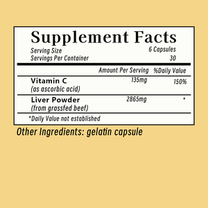 كبسولات دعم الكبد من العلامة التجارية الخاصة، مصنوعة من كبد الأبقار المغذاة بالعشب مع مكمل فيتامين سي لتعزيز صحة الدماغ وتحسين صحة الكبد - Product Image 2