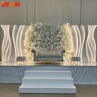 Panneau mural LED en PVC acrylique pour toile de fond de scène de mariage SMS, support de toile de fond en acrylique à lumière chaude ondulée