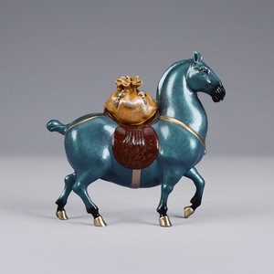 Adorno de caballo de cobre Copper World con bolsa de dinero, figura hecha a mano para decoración de escritorio de oficina en casa, regalo - Product Image 3