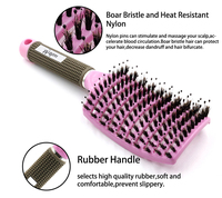 Salón de peluquería herramientas de estilismo cepillo de cerdas de jabalí de nailon Pelo Rizado curvado ventilado desenredar paleta de masaje cepillo de pelo
