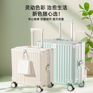 Maletas con ruedas giratorias de 360 grados para mujeres y estudiantes, duraderas, con cerradura, equipaje de mano, unisex, con diseño de rayas. - Product Image 3