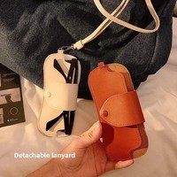 Pochette de rangement créative et minimaliste en cuir pour lunettes, design à suspendre au cou, fermeture à pression, style rabattable pour lunettes de soleil de voyage - Décoration