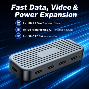 ฮับ USB C 4 in 1 ความเร็ว 10Gbps รองรับการใช้งานแบบครบวงจร Type C 4K 60Hz วิดีโอและเสียง 100W PD มัลติพอร์ต USB 3.2 <span class=keywords><strong>Gen2</strong></span> แท่นวางสำหรับ MacBook - Product Image 5