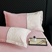 Parure de lit 4 pièces en velours de lait gaufré haut de gamme, housse de couette en flanelle luxueuse et chaude, ultra douce et confortable, pour la maison