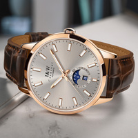 Montres de luxe pour hommes en gros, boîtier en acier inoxydable, résistantes à l'eau 30m, édition limitée, montre personnalisée en cuir marron