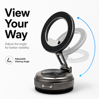 Support magnétique de téléphone pour voiture pliable avec bras métallique, rotation à 360 degrés, hauteur réglable, ventouse lavable, conforme RoHS et REACH