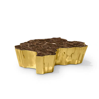 Table basse en marbre irrégulier haut de gamme sur mesure, table en métal inoxydable faite à la main pour les projets de meubles d'hôtels et de villas de luxe