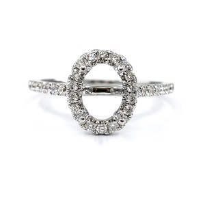 Bijoux fins en or 18 carats, bague semi-montée ovale en or blanc 18 carats avec diamants de haute qualité, cadeau pour la femme, idéal pour la fête des mères - Product Image 1