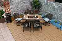 Ensemble de table et de chaises de barbecue de patio comprenant 6 cuisinières à gaz et fabriqué en aluminium moulé, ensemble de table et de chaises de patio/jardin d'extérieur