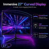 Monitor de Computadora Curvo de 1500R, 27 Pulgadas, 240Hz, 1ms, IPS/VA, Antideslumbrante, Sin Marco, para Oficina y Juegos, con Altavoces