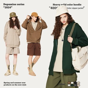 Vêtements pour hommes <span class=keywords><strong>RS</strong></span> |   Manteau pull zippé en coton épais 400G, couleur unie, à capuche, style streetwear, coupe ample, collection Automne Hiver - Product Image 3