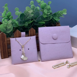 Pochette à bijoux carrée pliable rose luxueuse, sac d'emballage pour bijoux personnalisé avec insert et boîte - Product Image 6