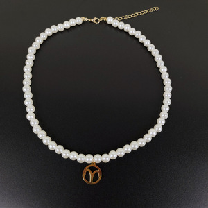 Colliers à pendentifs Go Party 12 Horoscope Colliers à chaînes de perles Bijoux en acier inoxydable Collier de signe du zodiaque pour femmes filles - Product Image 2