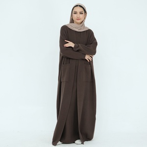 Abaya Invernale di Tendenza per Donna, Maglione di Lana, Abiti da Donna, Abbigliamento Islamico, Abito Musulmano con Cardigan e Kimono - Product Image 4