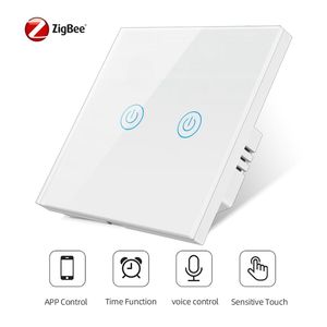 SLS Zigbee unipolaire 1 Gang EU mur tactile lumière Alexa Google Home Yandex compatibilité blanc/noir télé<span class=keywords><strong>commande</strong></span> en verre - Product Image 2