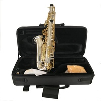 High Quality Brass Alto Saxophone JYAS102DSG EB Silver Tone Gold Keys Adjustable Foldable Wind Instrument Includes Accessories