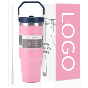 Gobelet de voyage isotherme en acier inoxydable sans BPA, personnalisé, 20oz 30oz, avec paille rabattable, affichage LED de la température et cuillère – Vente en gros - Product Image 1