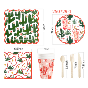 DAMAI - Vajilla de Papel para Fiesta Vaquera, Platos y Servilletas Rosas, Decoración para Despedida de Soltera con Temática de Vaquera y Cactus, para 8 Personas - Product Image 6