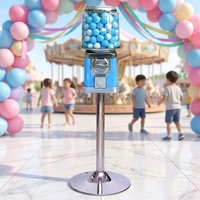 Distributeur automatique de bonbons et de balles rebondissantes Niudele de haute qualité, capacité 140-200 pièces, en PC/ABS bleu, avec systèmes de paiement par jetons, garantie 1 an