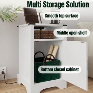 Set di 2 comodini bianchi in stile rustico con stazione di ricarica e spazio contenitore - Product Image 4
