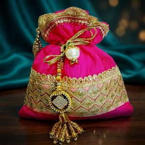 Pochette Zari ronde avec poignée perlée et pompons, sac à cordon pour femme, pochette de soirée, cadeaux de mariage, pochettes cadeaux, sac à main - Product Image 3