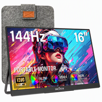 Moniteur de jeu portable IPS 16 pouces 1920x1200 144Hz avec réduction de la lumière bleue, sans scintillement, écran mat pour une utilisation au bureau toute la journée