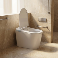 WC intelligent en céramique allongé à poser au sol avec bidet intégré, abattant automatique, télécommande, siège chauffant, séchage à air chaud, certifié CE