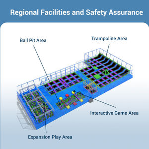 <span class=keywords><strong>Parc</strong></span> de jeux intérieur pour enfants avec trampoline, design rectangulaire attrayant, grand trampoline avec zone de jeu extensible - Product Image 3