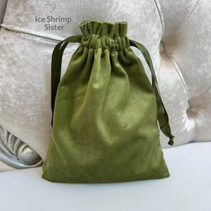 Sac à cordon en velours vert foncé de grande taille pour bijoux, cosmétiques, perruques, huiles essentielles, avec option de logo personnalisé, sac à main unisexe - Product Image 3