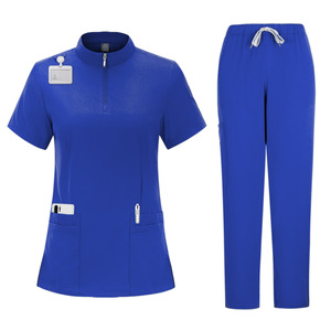 Women Scrub Set Moisture Wicking Knitted Split Uniform Hospital Workwear Size S XXL - Product Image 4