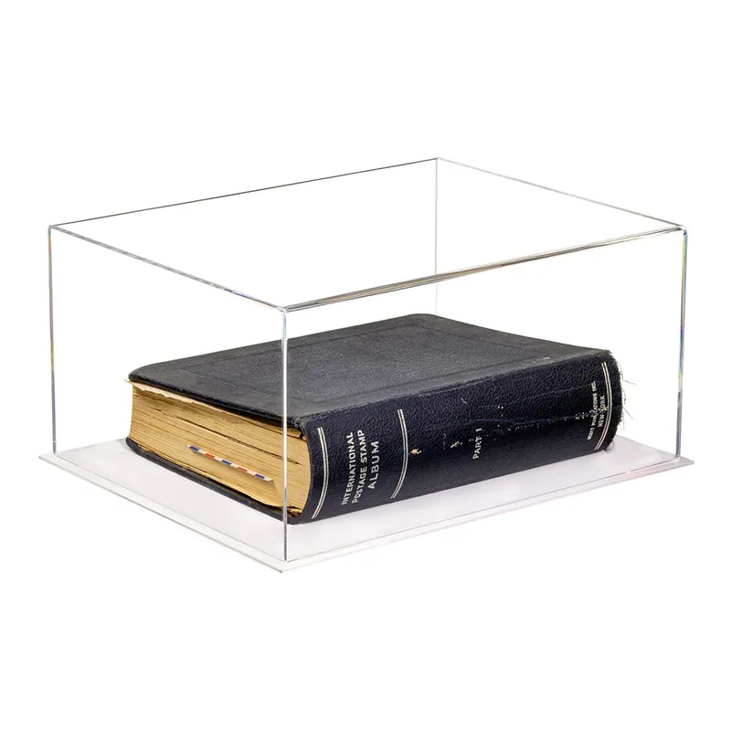 Large Rectangle Mirror black riser Box with Base Stamp Coin Collection Shoes Photo Album Case Acrylic Display Book