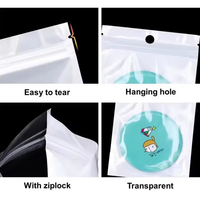 Sacs d'emballage de vente au détail 3C personnalisés, sacs transparents pour accessoires de téléphone électronique, pochette nacrée blanche