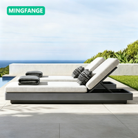 Chaise longue de jardin en aluminium, inclinable, imperméable, pliable, design moderne, durable, avec coussins, portable, pour hôtel, piscine, villa