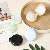 Peigne à air coussin massant pliable en plastique 7 cm, marque privée, miroir portable, sac à air, peigne de coiffure pour filles