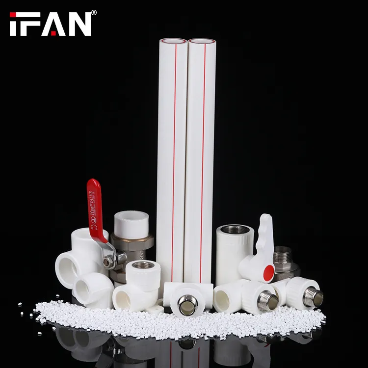 IFAN DIN Standard PPR Plumbing Materials White Plastic 20-110MM Brass Insert All Types PPR Pipe Fittings