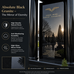Monument funéraire <span class=keywords><strong>de</strong></span> luxe en granit noir avec auvent, style classique européen, pilier romain, pierre tombale, mausolée, plaque commémorative pour cimetière - Product Image 6