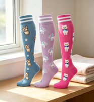 Chaussettes de sport professionnelles à compression graduée en tricot à motif animalier pour l'hiver, pour hommes et femmes