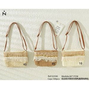 Borsa a Tracolla BOLSOS in Pizzo con Paillettes e Frange in Cotone, Tracolla in PU, 26x17cm - Product Image 2