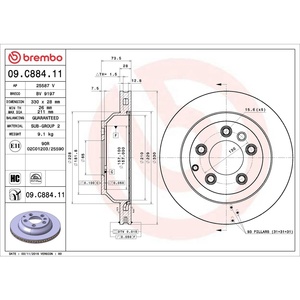 <span class=keywords><strong>Disque</strong></span> <span class=keywords><strong>de</strong></span> <span class=keywords><strong>frein</strong></span> arrière compatible avec <span class=keywords><strong>Brembo</strong></span> 09C88411 pour CAYENNE OE 95535240130 en fonte haute teneur en carbone avec revêtement UV PVT Vent - Product Image 4