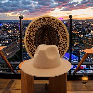 Sombreros Fedora con Estampado de Leopardo en Dos Tonos, Sombrero de Fieltro Estilo Jazz, Casual, de Invierno, con Ala Ancha, Venta al Por Mayor - Product Image 1