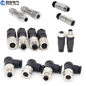 工厂M12焊料塑料直角组装连接器2 3 4 5 6 8 12 17引脚A B D公母PG7 PG9金属连接器 - Product Image 1