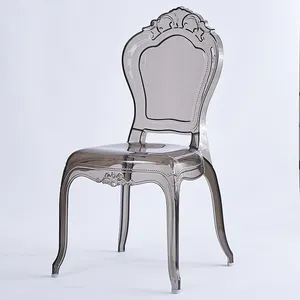 Pc רויאל משענת כתר שקוף משתה כסאות חתונה ניתנים להערמה כיסא פלסטיק שקוף לאירוע