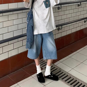 Shorts en jean imperméables pour hommes, style décontracté, coupe droite, nouvelle collection été 2025, tendance Hong Kong, marque transfrontalière - Product Image 1