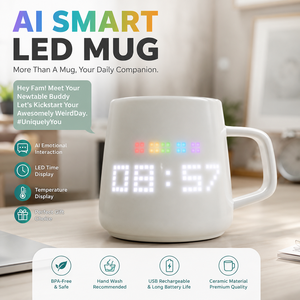 Taza LED Inteligente con IA, Pantalla de Temperatura, Arte de Píxeles Personalizado, <span class=keywords><strong>Recordatorio</strong></span> de Hidratación, Batería Recargable de 600mAh, Taza de Café con Mini Juegos - Product Image 2