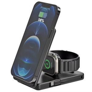 Cargador inalámbrico magnético 3 en 1 de 5000mAh, baterí<span class=keywords><strong>a</strong></span> de repuesto externa <span class=keywords><strong>auxiliar</strong></span> para <span class=keywords><strong>iPhone</strong></span> 16 15 14 13 Pro Max Apple Watch - Product Image 4