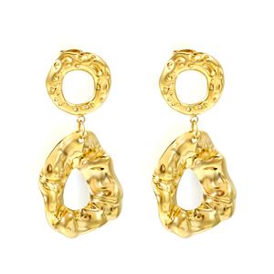 Pendientes Personalizados Hipoalergénicos de Acero Inoxidable con Textura Irregular, Pendientes Gruesos con Baño de Oro de 18K PVD para Mujer - Product Image 1