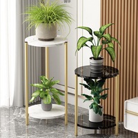 Support à fleurs moderne en acier et marbre, durable et multifonctionnel, pour la maison et l'extérieur
