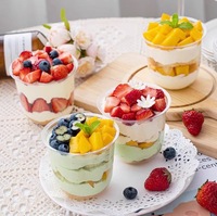 Gobelets jetables en forme de U Bobo Cup 95, en PET de qualité alimentaire, transparents, pour desserts, fêtes, glaces, desserts froids, avec couvercle en dôme