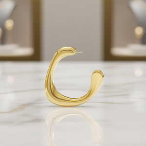 Orecchini a Cerchio E2448 in Oro, Design Minimalista Unisex per Uso Quotidiano, Gioielli Placcati Oro - Product Image 2